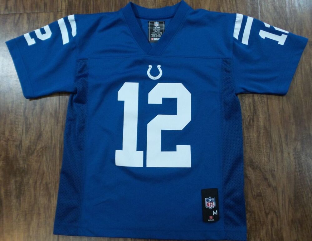 Andrew Luck Indianapolis Colts Jersey Kids Boys M NFL Football Blue #12 Casual